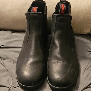 Black Leather Slip-On Boots